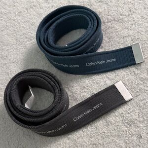 Calvin Klein Jeans Black and Navy Webbing Belts (Set of 2)